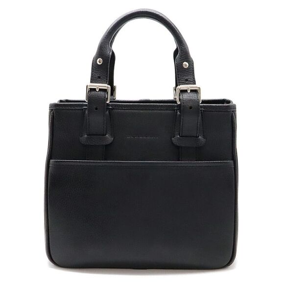 Burberry Leather Handbag Tote Bag Black - Picture 1 of 9